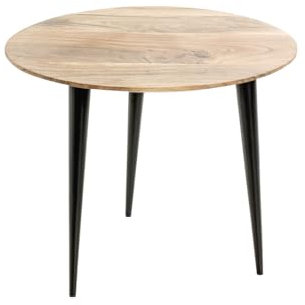 HAKU Möbel Beistelltisch, akazie, schwarz, Massivholz, Metall - Maße: H 46 x Ø 50 cm, Style: Modern