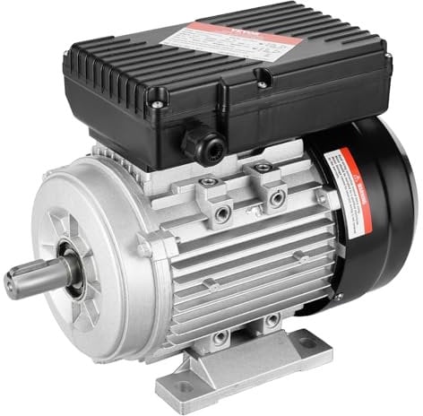 VEVOR Motor Eléctrico 0,55 kW 1400 RPM, CA 220~240 V 4,5 A, 80, Marco B3, Motor de Compresor de Aire Monofásico, Eje con Llave de 19 mm, para Maquinaria Agrícola y Equipo General, 290 x 160 x 215 mm