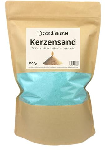 Candleverse Kerzensand 1kg [Türkis] | inkl. 30 Dochte | Natürliches Kerzenwachsgranulat | Kreative DIY-Kerzen für Zuhause und als Deko