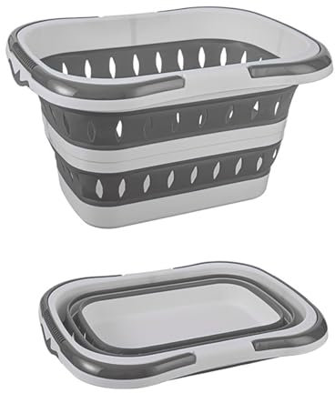 Panier à linge pliable en plastique de 50 l avec poignées pliantes, panier portable peu encombrant, panier de rangement pour buanderie, 50 x 38,6 x 29 cm