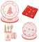 WedDecor Servizio da tavola di Natale, 112 pezzi, composto da piatti, bicchieri, tovaglioli e posate in legno, un kit completo per le tue celebrazioni natalizie, accessori per feste