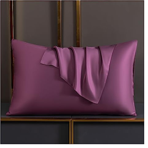 Lot de 2 taies d'oreiller 100 % soie de mûrier pour la protection des cheveux et de la peau, violet, taille personnalisée, 50 x 65 cm, housse de coussin de luxe