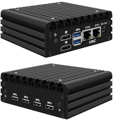 SJRC X86-P5 Fanless Mini PC Core i3 N305, 2 Port i226-V 2.5GbE LAN Firewall Micro Appliance Support WiFi6/BT, OPNsense Hardware with Win 11 Pro, DDR5 32GB RAM 1TB SSD, USB 3.2