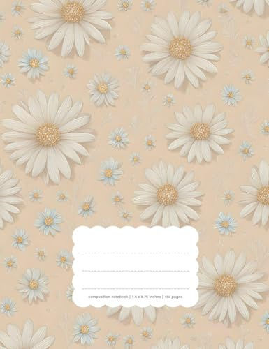 Daisy Lined Notebook: 160 pages (80 sheets),7.5 x 9.75-inch