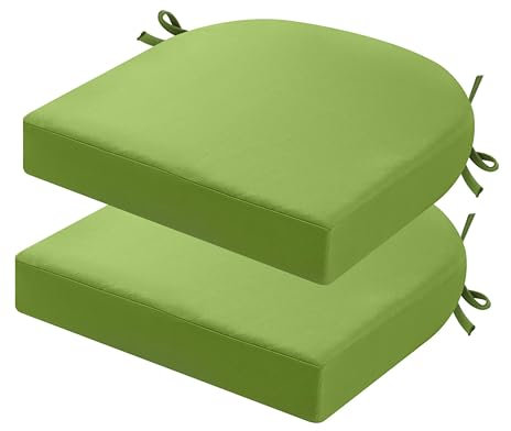 PRIMEPATIO Stuhlkissen für draußen, 2er-Set, Terrassenstuhlkissen für Gartenmöbel, wasserdicht, mit Bändern, Sitzkissen für draußen, Terrassenstuhlpolster, Esszimmerstuhl, 40X40, Grün