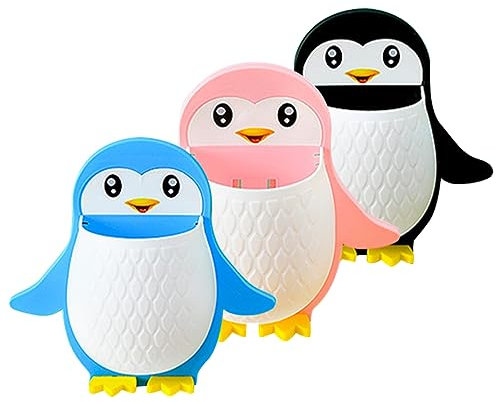 Cabilock 3stücke Wandhalter Cartoon Pinguin Wandregal Selbstklebend Kompakter Organizer Zahnbürstenhalter Fernbedienungs Kleinteilehalter Badezimmer Aufbewahrung