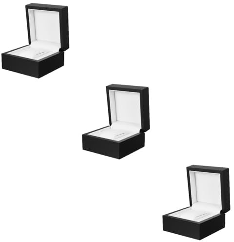 DEARMAMY 3 Stk Uhrenbox storage boxes aufbwahrungs-box Uhrenorganizer uhr set jewel case Vitrine Weiden Schmuck Korb Deckel Uhrengehäuse praktisches Uhrenetui Uhrenorganisator Leder Black