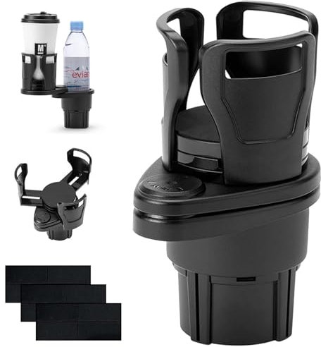 Tearmier Adjustable Car Cup Holder Expander for Large Bottles - Universal 360° Rotatable Cup Holder Extender with Anti-Slip Base, Fits All Vehicles, Coffee Mugs & Water Bottles (Black)