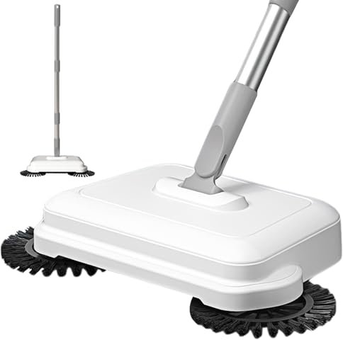 Veesper Sweeper a Tappeto Rotante 2 in 1, spazzatrice a Spinta Manuale 360 ° per Pavimento e Moquette, pulitore Vuoto sospeso per casa e Ufficio