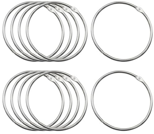 OMJMYY Lot de 10 Anneaux de Reliure,Grand Anneau en Métal Polyvalent,Anneau de Classeur,80 mm Anneaux Rideau à Ouvrir pour Rideau de Douche Porte-clés T-Shirt Sac Scrapbooking DIY