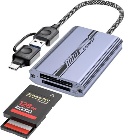 MOGOOD CF Express Type B & SD 4.0 Dual-Slot Card Reader, USB A/C to Type B CF Express Adapter, USB 3.2 Gen 2 10Gbps CFexpress B Memory Card Reader for Photographer, Macbook, Laptop, Tablet etc