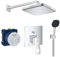 Grohe Duschsystem mit Unterputz Duscharmatur von Grohe Regendusche mit Armatur, Duschkopf eckig, Wandarm Dusch-SET GK01 poliert