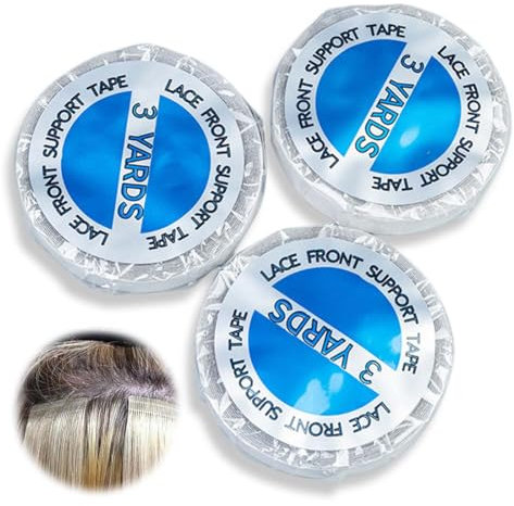 WUSJCOF 3 Rouleaux Bande Adhésive pour Extensions, Ruban Adhésif Double Face, Bande Résistante à l'Eau, Accessoire pour Extensions Adhesive, Perruques, Extensions de Cheveux Naturel et Postiches