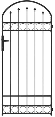 vidaXL Zaunpfosten ASSEN 200 x 88 x 14 cm Stahl Grau Abschließbar, Garten und Terrasse, moderne, robuste Stahlzaun, stabiler Sichtschutz, abschließbares Tor, UV-beständig