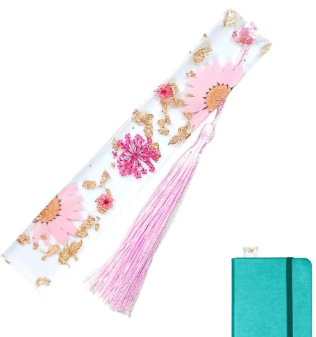 Lesezeichen aus Harz | Epoxid-Lesezeichen Gänseblümchen Getrocknete Lesezeichen | Blumenmuster Weihnachtsgeschenk für Frauen, Mädchen, Erwachsene und Kinder