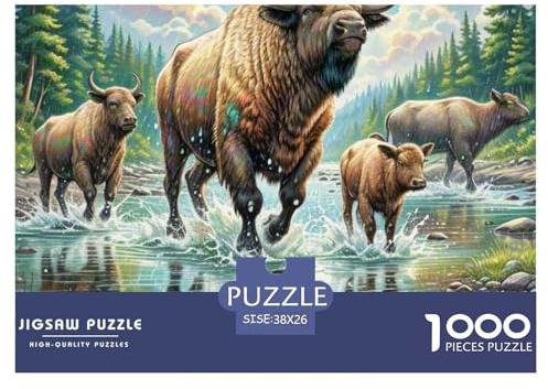 Amerikanischer Bison Puzzle 1000 Teile – Anspruchsvolles Motiv – Premium Karton, Klares Druckbild, Poster & Geschenkbox – Perfekt Für Heimdeko 38x26cm/1000pcs
