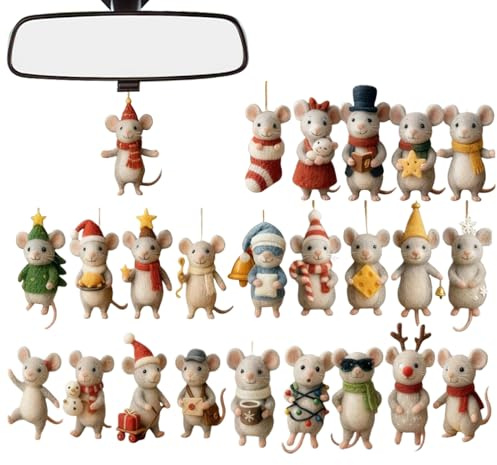 Adventskalender,2D Flache Acryl Tier Motiv Spaß,Mäuse Für Weihnachtsbaum 24 Tage | Für Liebhaber Freunde Enthusiasten Während Der Weihnachtszeit Haus Party An Spiegeln Und Wänden