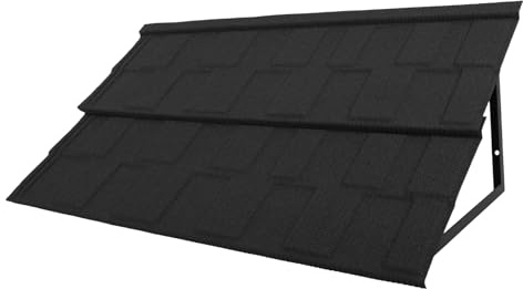 DAHAD Tenda da sole per balcone, tettuccio porta d'ingresso, tenda da sole con supporto a parete, tenda stabile con telaio triangolare in acciaio, protezione solare per verande, finestre, balconi, 58