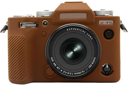Sagreeny Protective Camera Case Compatible with Fujifilm XT5 X-T5, Custom Fit Silicone Cover Bag, Compact Lightweight Carrying Storage (Coffee)