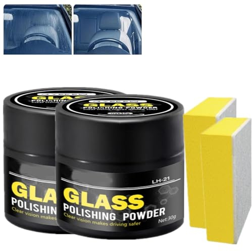 2 Stück Glaspolitur Ceroxid, 30g Polierpulver Glass Mit Wischen, Glaskratzer-entferner Autoscheibe, Wiederherstellung Glass Kratzer Reparaturset Auto Entferner Windschutzscheibe Für Heck Seitenfenster