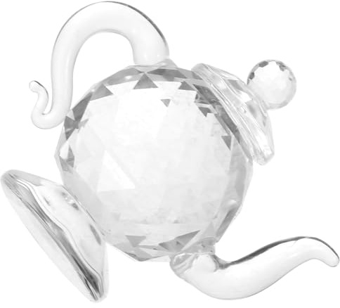 Lurrose Kleiner Kristall Teekanne aus Klarem Kristallglas Dekorative Tisch und Büro Dekoration Vielseitige Wohnaccessoire für Zuhause und Geschenk