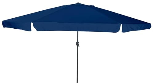 Foknhdi Parasol de jardin bleu azur - 395 x 395 x 245 cm - En polyester et acier résistant aux UV - Design robuste - Mécanisme à manivelle pliable - Pour terrasse, balcon, plage et camping