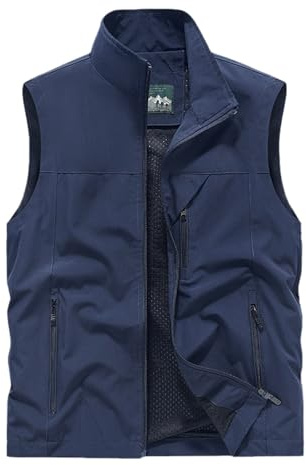 Generico Gilet Uomo Estivo da Lavoro Leggeri Traspirante Outdoor Giubbotto con Cerniera Integrale Sportivo Senza Maniche Gilet Estivo Uomo Giacca con Tasche per Fotografia Pesca e Escursionismo