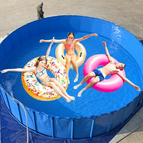 Piscine hors sol ronde pliable, installation facile pour s'amuser en famille en plein air