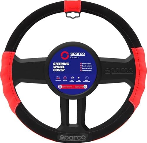 Sparco SPC1108RS COPRIVOLANTE STERZO L-Sport, Nero/Rosso