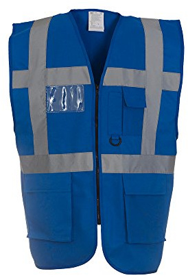 Expert Workwear Coloured Hi Vis Executive Vest High Viz Vests Zip with Pockets - 18 Colours (3XL, Royal Blue)