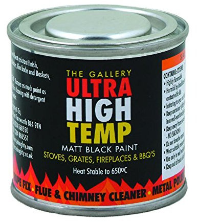 Ultra High Temperature Matt Black Paint for Stoves, Grates, Fireplaces & BBQ's Heat Stable to 650°C