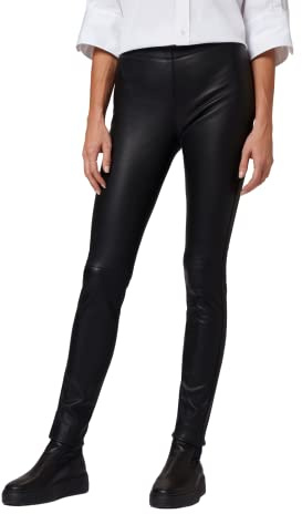 RICANO Asteroid Damen Stretch Lederhose Leggings, Lamm Nappa Echtleder in schwarz (Schwarz, S)