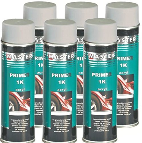 Troton 1K Primer 500ml GRUNDIERUNG Spray ACRYL FÜLLER HAFTGRUND Auto Primer Sprühdose (Grau, 6)