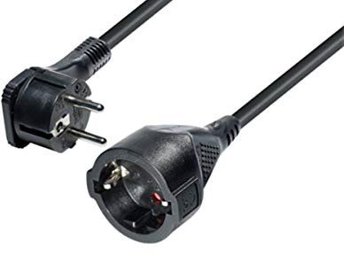 Schutzkontakt-Flachstecker - Verlängerungskabel mit Winkelstecker Beschreibung:passt perfekt hinter alle Möbel, nur 10 mm dick, 3,0 m, schwarz