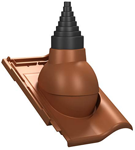 Dachdurchführung für Gerätemasten Ø19–90 mm – Röben - Monza Plus Dachziegel für TV-Antenne, Satellit, Blitzschutz, Kommunikation, Dachdurchgang mit EPDM-Dichtung (RAL 8004 - Ziegelrot)