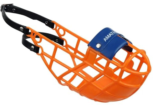 AMATHINGS Maulkorb Model Super Kennel Soft mit wattiertem Nasenstück In Orange Trinken Immer Möglich Ideal Für Freilauf, Hundewiese, Kennel, Zwinger, Rennen