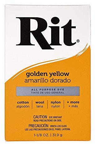 Craft County Polvo de tinte concentrado multiusos  Amplia selección de colores  El paquete muestra el color aproximado en 100% algodón blanco (amarillo dorado)