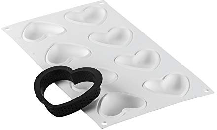 silikomart Silikonformen für Kuchen – Kit TARTE Ring Amore, 80 x 70 mm – professionelles Zubehör für Küche und Konditorei – Formen für Kuchen und Ofen