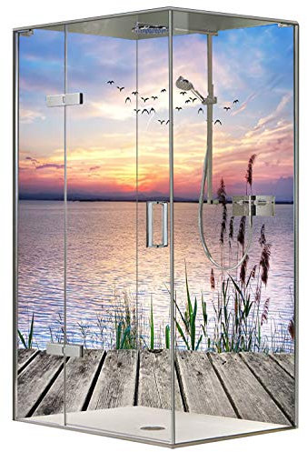 Original FLYERANDPRINT - SHOWER-PLATE, Alu-Dipond, OHNE FUGEN, Fliesenersatz, Duschrückwand, Wunschmaß, Dusche, Bad, Wandverkleidung, Wandverkleidung, DS-17-01 (Set mit 2 Platten, 100 x 200 cm)