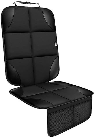 Meolsaek Car Seat Protector for Child Car Seat, Durable 600D Fabric Waterproof Car Seat Cover with Thick Pad Non-Slip Backing,No Imprints (Black 1pc)