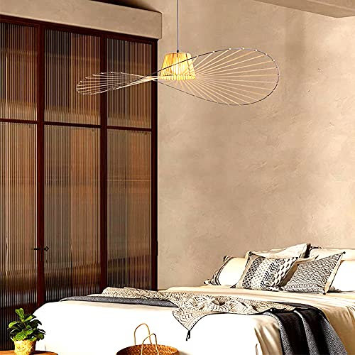 Hängeleuchte Vintage Wohnzimmer Led Vertigo Pendelleuchte E27, Schwarz / Weiss / Kupfer Vertigo Lampe 80 100 120 140 Cm, Fiberglas + PU Vertigo Lampenschirm, Deko Wohnzimmer Kronleuchter ,Cuivre,80cm