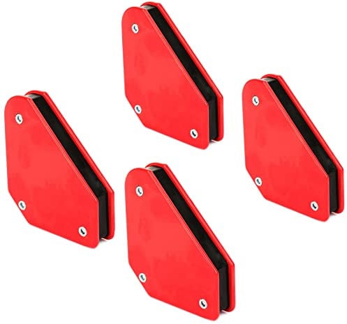 Maizoon 4 Pcs Welding Magnet Set 10 Lbs Capacity Strength Metal Working Tools and Equipment Multi-angle Clamps 45 90 135 Degree for Soldering Assembling Red