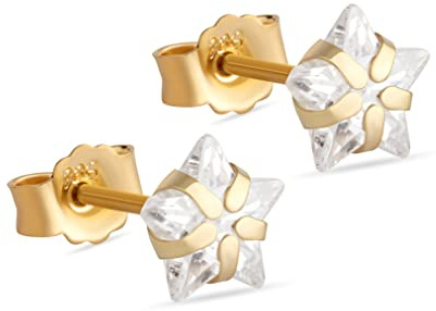 NKlaus Ohrstecker für Damen 333 Gelb Gold 8 Karat, Gelbgold; Gelb, 2 Stück | Damen; Stern; Durchmesser: 6mm; Gewicht: 0,77g; 0,77g; 6mm