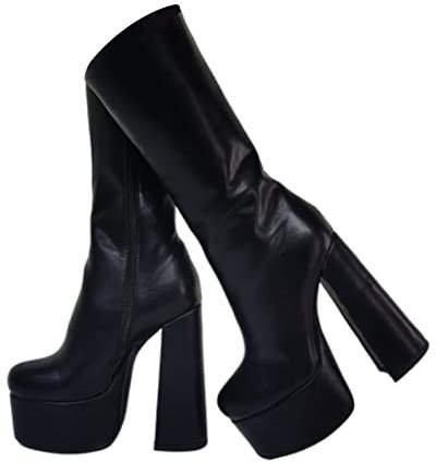 Tent Stivali da Donna da Uomo Scarpe da 15 Cm / 5,9 in Piattaforma Impermeabile Tacchi Alti da Donna Modello Sexy Discoteca Sexy Taglie Forti,Nero,44 EU