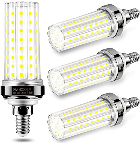 FanNicoo E12 LED Bulbs,20W LED Corn Light Bulb 150W Equivalent 2500 Lumen 6500K Cool Daylight White Non-dimmable LED Candelabra Bulbs Pack of 4