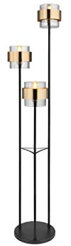 3-flammige Stehlampe MILLEY mit Rauchglas und Messingringe, Ø43cm