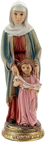 Holyart Statue aus Harz Heilige Anna mit Maria als Kind, 10 cm
