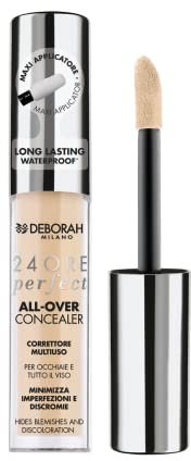 Deborah Milano – Correttore Fluido 24 Ore Perfect All-Over Concealer, 3.2 Vanilla, Long-Lasting e Waterproof, Minimizza Imperfezioni, Occhiaie e Discromie del Viso