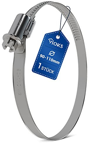 VIOKS Schlauchschelle 90-110mmØ Edelstahl Schelle für Schlauch 100mm / Rohrschelle 100mm / Waschmaschinen Schelle/Schelle für Poolschlauch/Schlauchschelle Edelstahl/Schelle für Schlauch