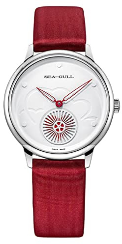 Seagull Uhr Automatische mechanische Damenuhr Mode Einfach Ultradünnes Lederband Wasserdicht 50m